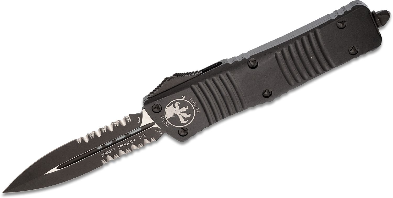 Microtech - 142-2T - Combat Troodon Tactical - OTF Auto - M390 Coated Dagger - 6061-T6 Aluminum - Black - Image 5