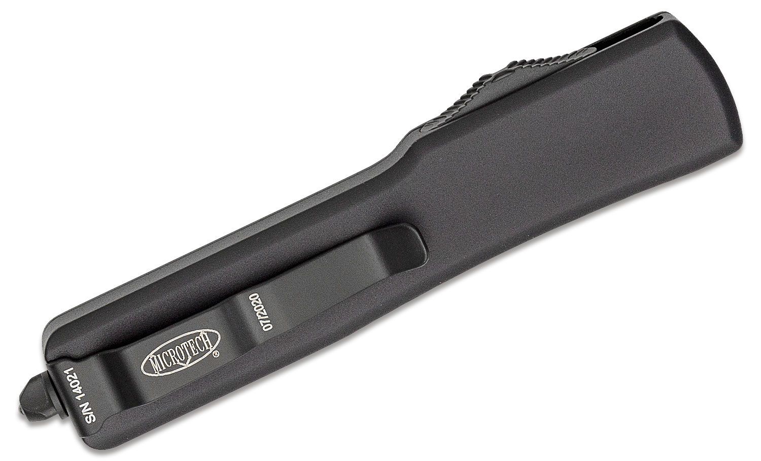 Microtech - 148-2T - UTX-70 Tactical - OTF Auto - Elmax, M390, 204P Two Tone Drop Point - 6061-T6 Aluminum - Black - Image 6