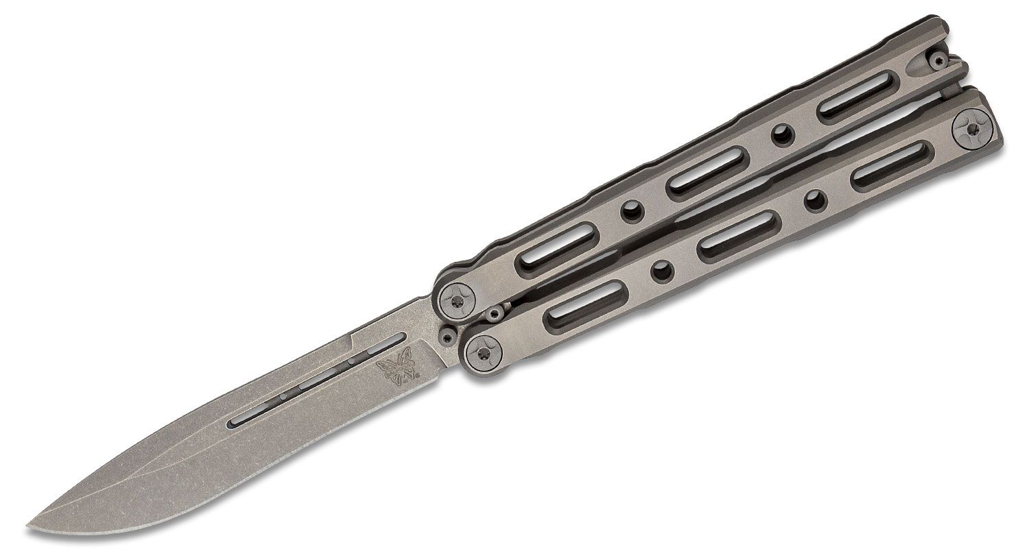 Benchmade - 85 - Billet Ti Balisong - Balisong - S30V Stonewash Drop Point - Titanium - Natural - Image 5
