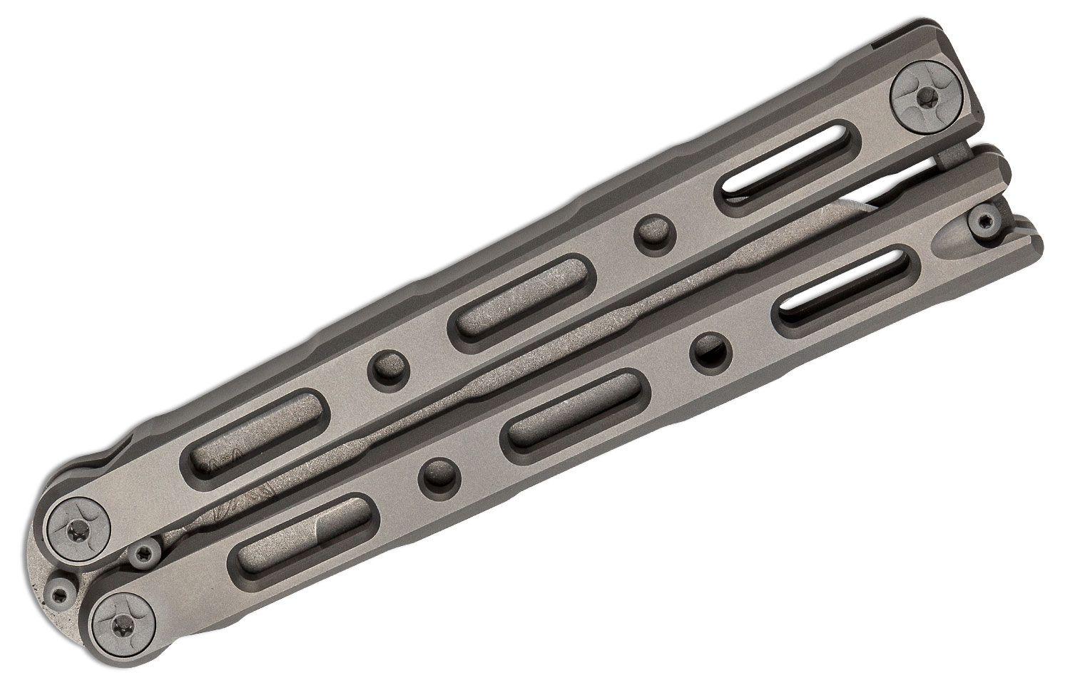 Benchmade - 85 - Billet Ti Balisong - Balisong - S30V Stonewash Drop Point - Titanium - Natural - Image 6