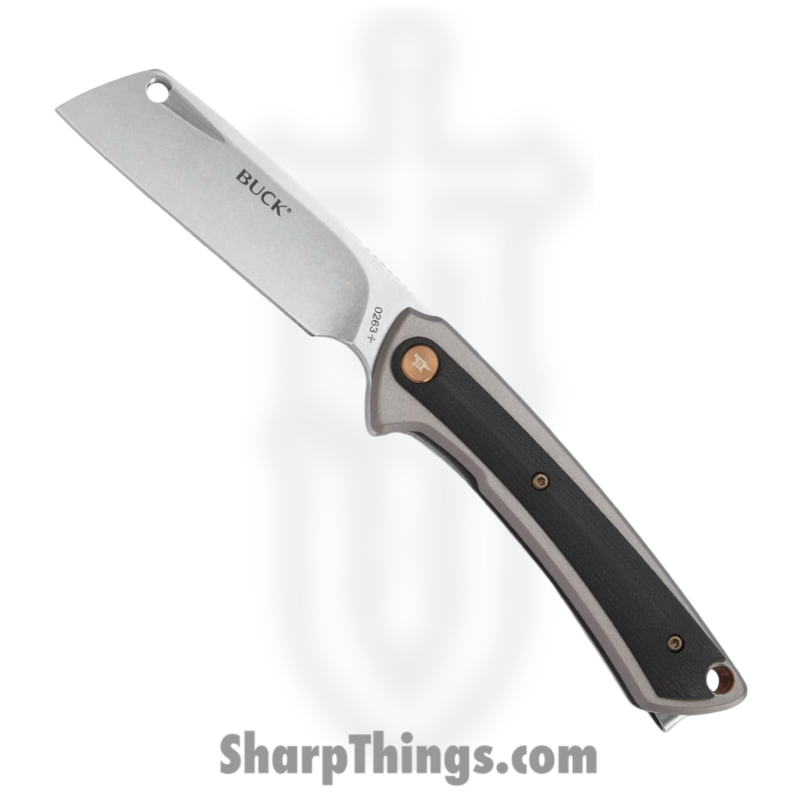 Buck - BU263GYS - HiLine Linerlock - Folding Knife - D2 Tumbled Cleaver - G10 - Black