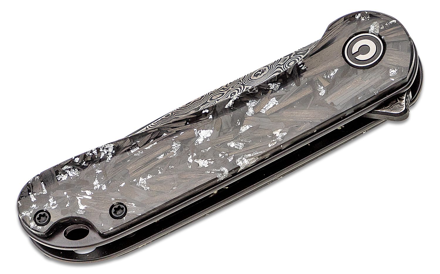 Civivi - CIVC907CDS2 - Elementum Flipper Knife - Damascus Carbon Fiber - Contoured Silver - Image 7