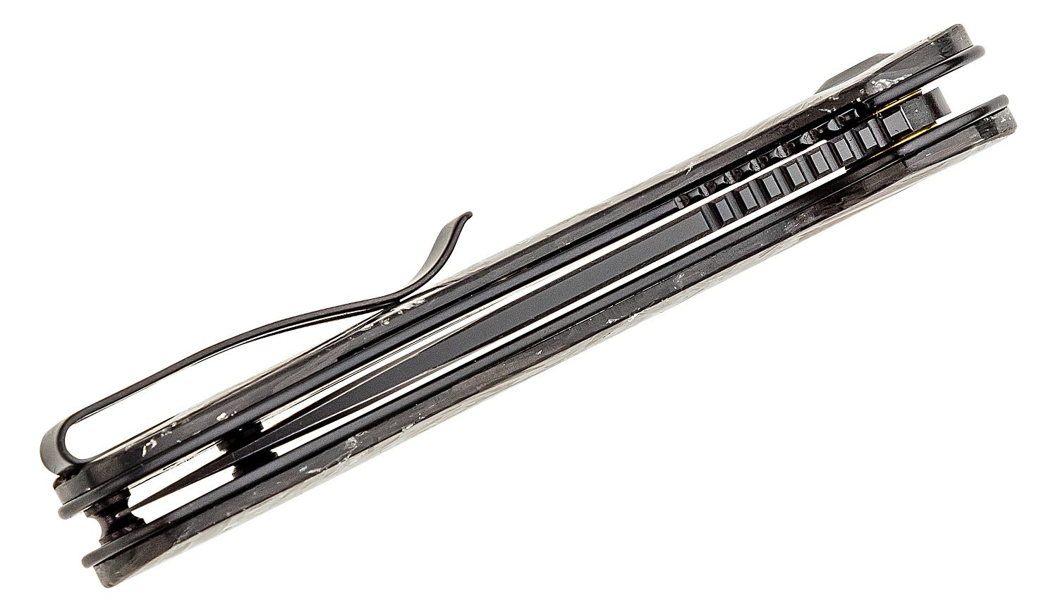 Civivi - CIVC907CDS2 - Elementum Flipper Knife - Damascus Carbon Fiber - Contoured Silver - Image 9