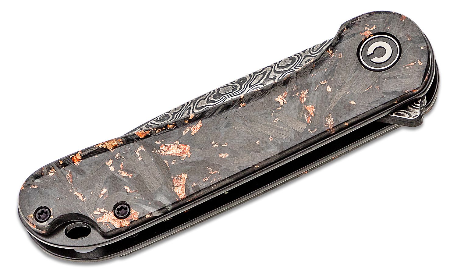 Civivi - CIVC907CDS3 - Elementum Flipper Knife - Damascus Carbon Fiber - Contured Copper - Image 7