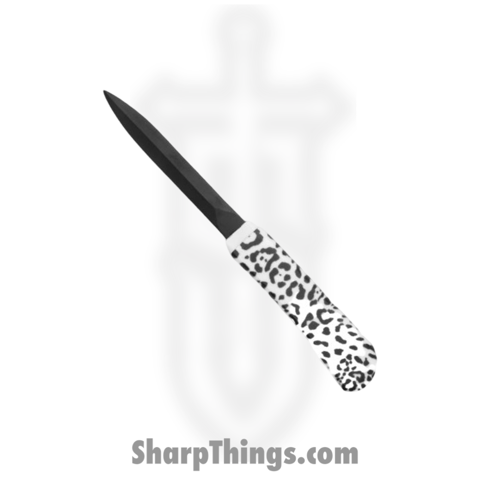 VOC - HK209 - Comb with Hidden Knife - Fixed Blade Knife - Stainless Satin Dagger - Plastic - Leopard