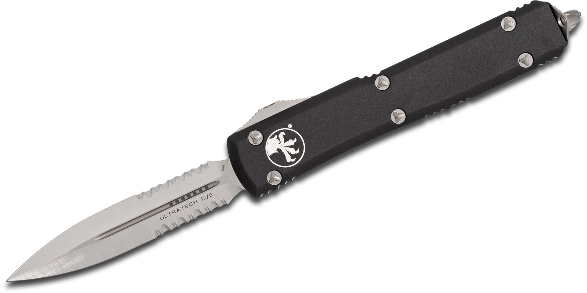 Microtech - 122-5 - Ultratech - OTF Auto - Elmax, M390, 204P Satin Dagger - 6061-T6 Aluminum - Black - Image 10