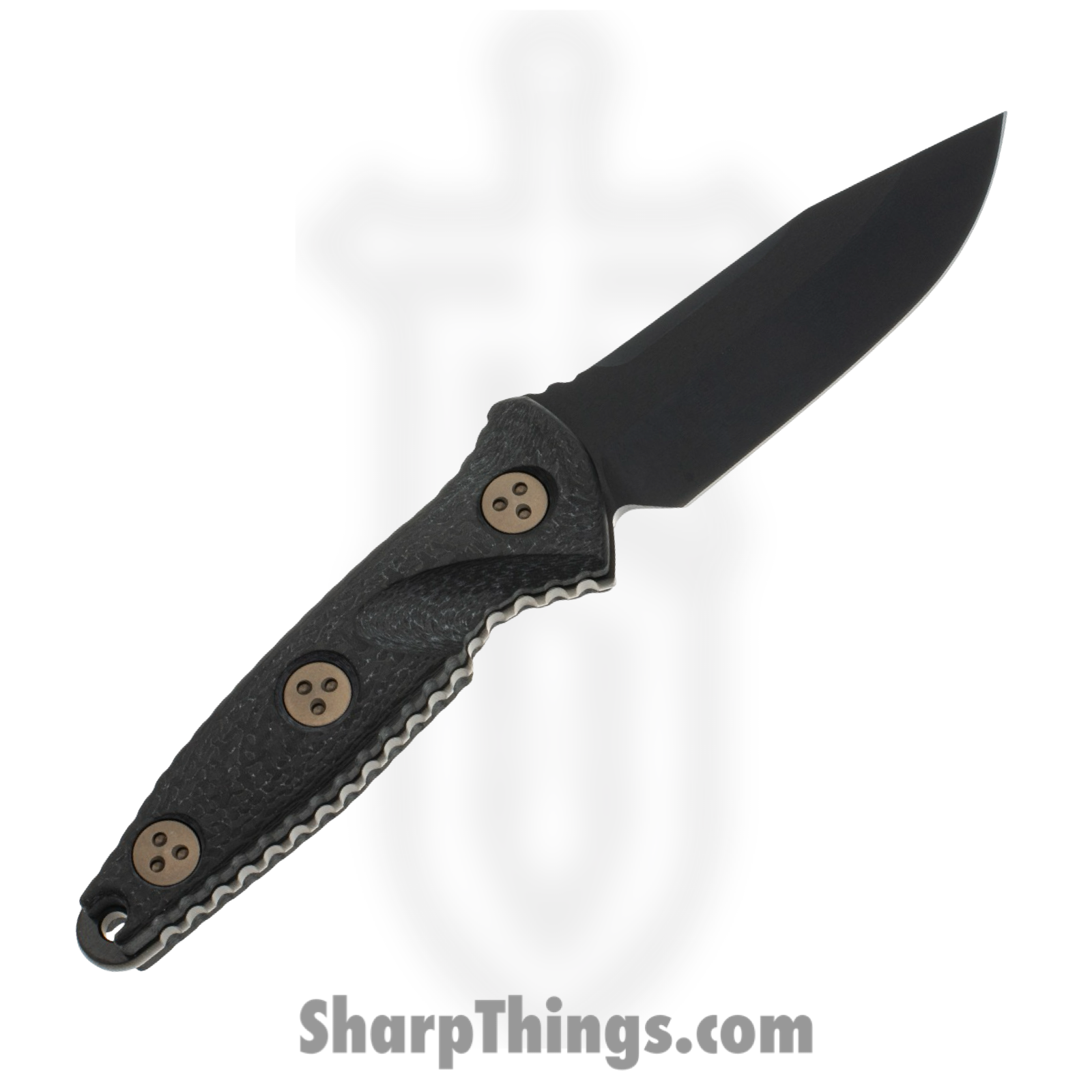 Microtech - 113M-1DLCTCFS - Socom Alpha Mini - Fixed Blade Knife - M390, 204P, Elmax, or XHP Coated Clip Point - Carbon Fiber - Black - Image 2