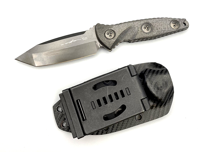 Microtech - 114M-1DLCTCFS - Socom Alpha Mini - Fixed Blade Knife - Elmax, M390, 204P Coated Clip Point - Carbon Fiber - Black - Image 8