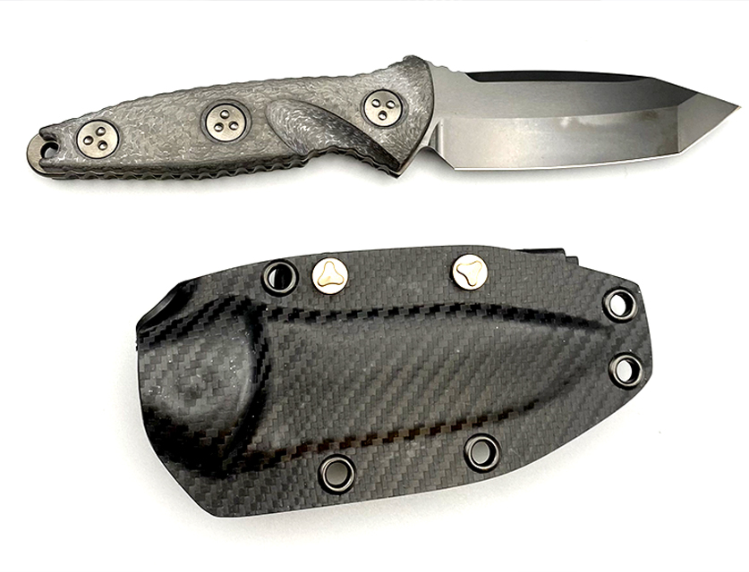 Microtech - 114M-1DLCTCFS - Socom Alpha Mini - Fixed Blade Knife - Elmax, M390, 204P Coated Clip Point - Carbon Fiber - Black - Image 9