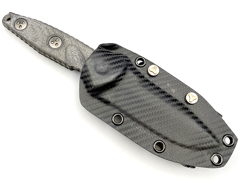 Microtech - 114M-1DLCTCFS - Socom Alpha Mini - Fixed Blade Knife - Elmax, M390, 204P Coated Clip Point - Carbon Fiber - Black - Image 5