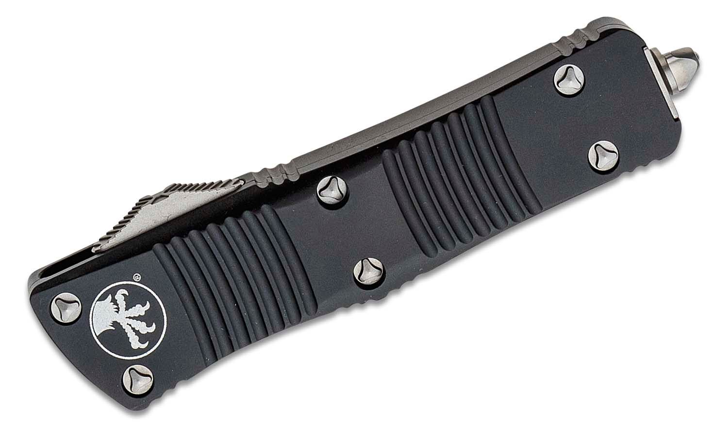 Microtech - 140-10 - Troodon - OTF Auto - Elmax, M390, 204P Stonewash Tanto - 6061-T6 Aluminum - Black - Image 6