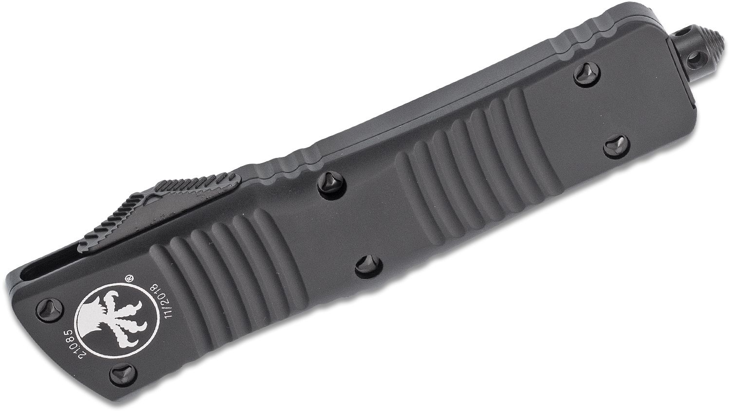 Microtech - 142-1T - Combat Troodon Tactical - OTF Auto - Elmax, M390, 204P Coated Dagger - 6061-T6 Aluminum - Black - Image 6