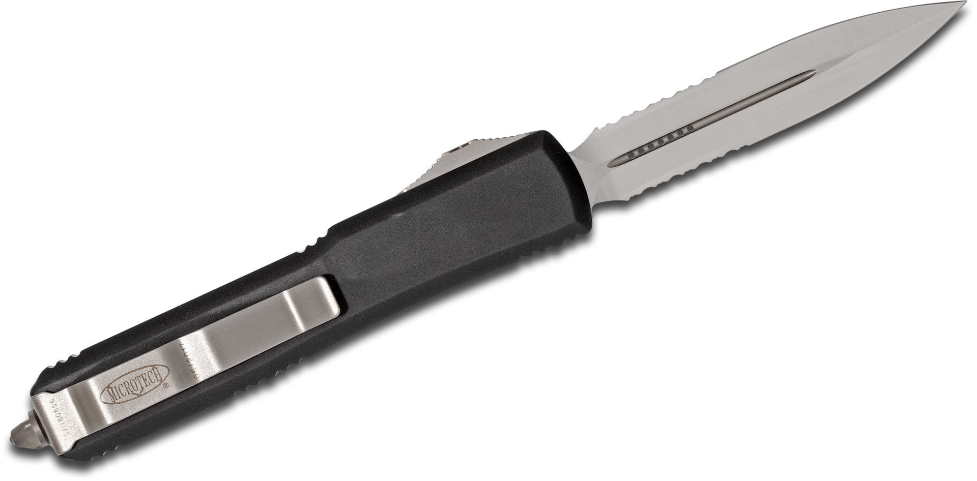 Microtech - 122-5 - Ultratech - OTF Auto - Elmax, M390, 204P Satin Dagger - 6061-T6 Aluminum - Black - Image 11