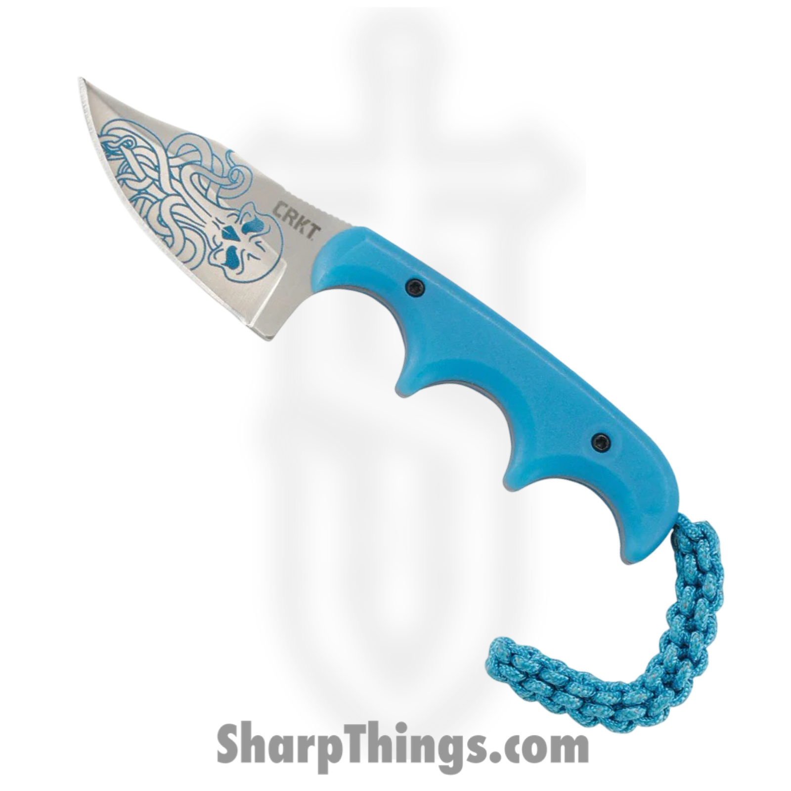 CRKT - 2387O - Minimalist Cthulhu - Fixed Blade Knife - 8Cr13MoV Satin Laser Etch Clip Point - Thermoplastic - Blue