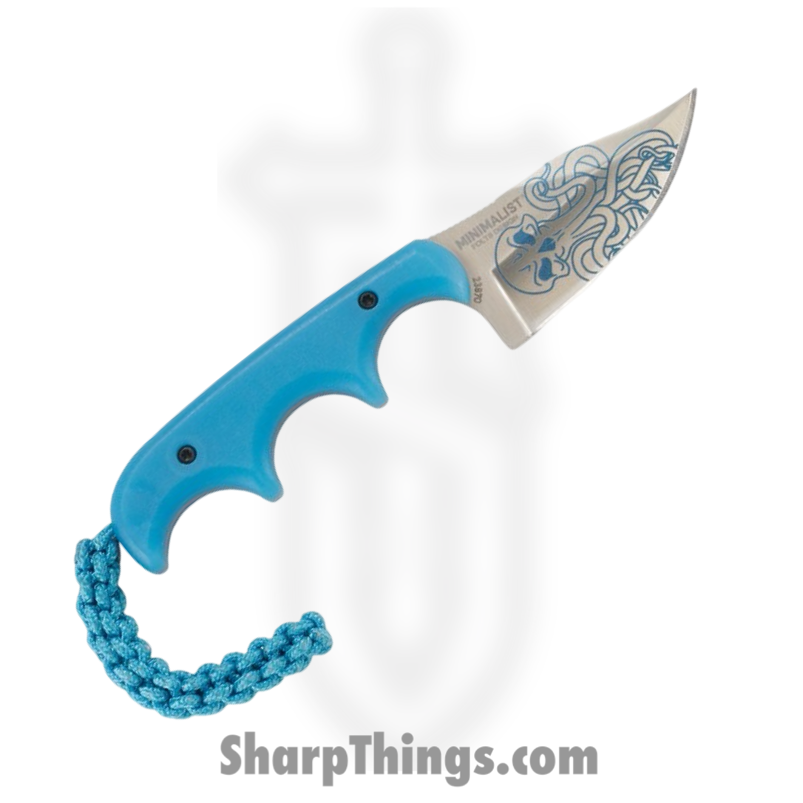 CRKT - 2387O - Minimalist Cthulhu - Fixed Blade Knife - 8Cr13MoV Satin Laser Etch Clip Point - Thermoplastic - Blue - Image 2