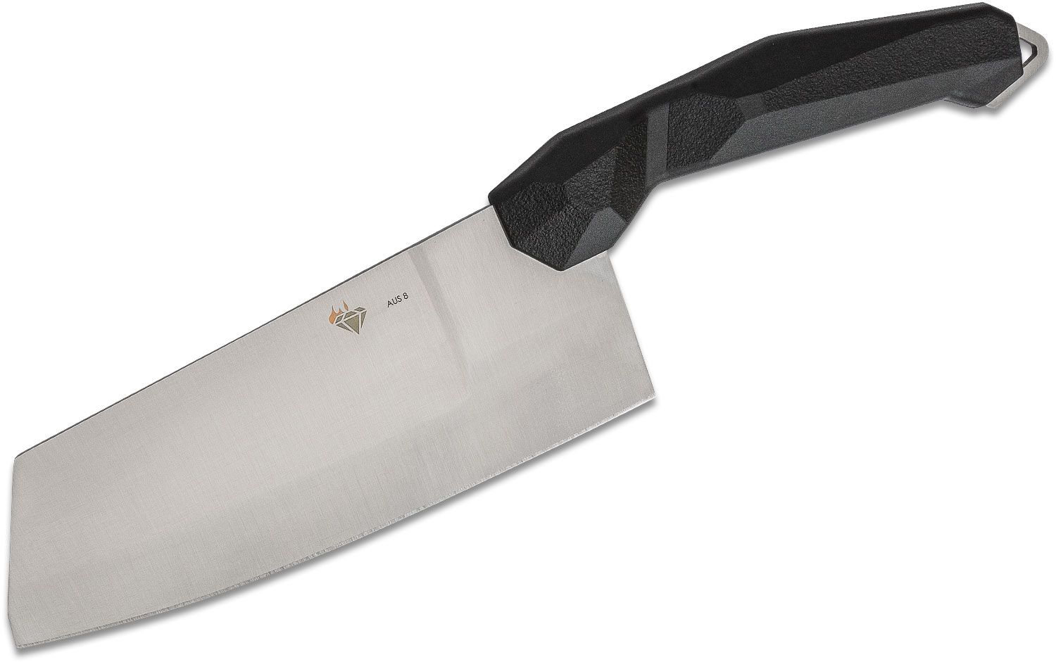 Diafire - DF1930 - Black Diamond Cleaver Style Chef's Knife - Fixed Blade Knife - AUS-8 Satin Cleaver - Nylon/Fiberglass - Black - Image 3
