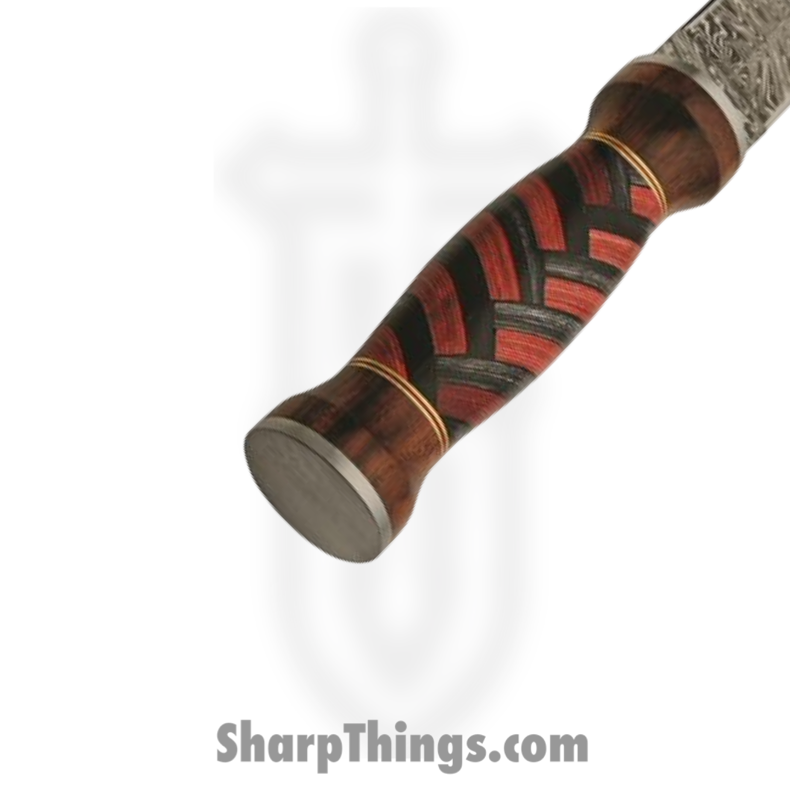 Damascus - DM1271 - 18.5 Inch Sword - Fixed Blade Knife - Damascus Spear Point - Wood - Black Red - Image 2