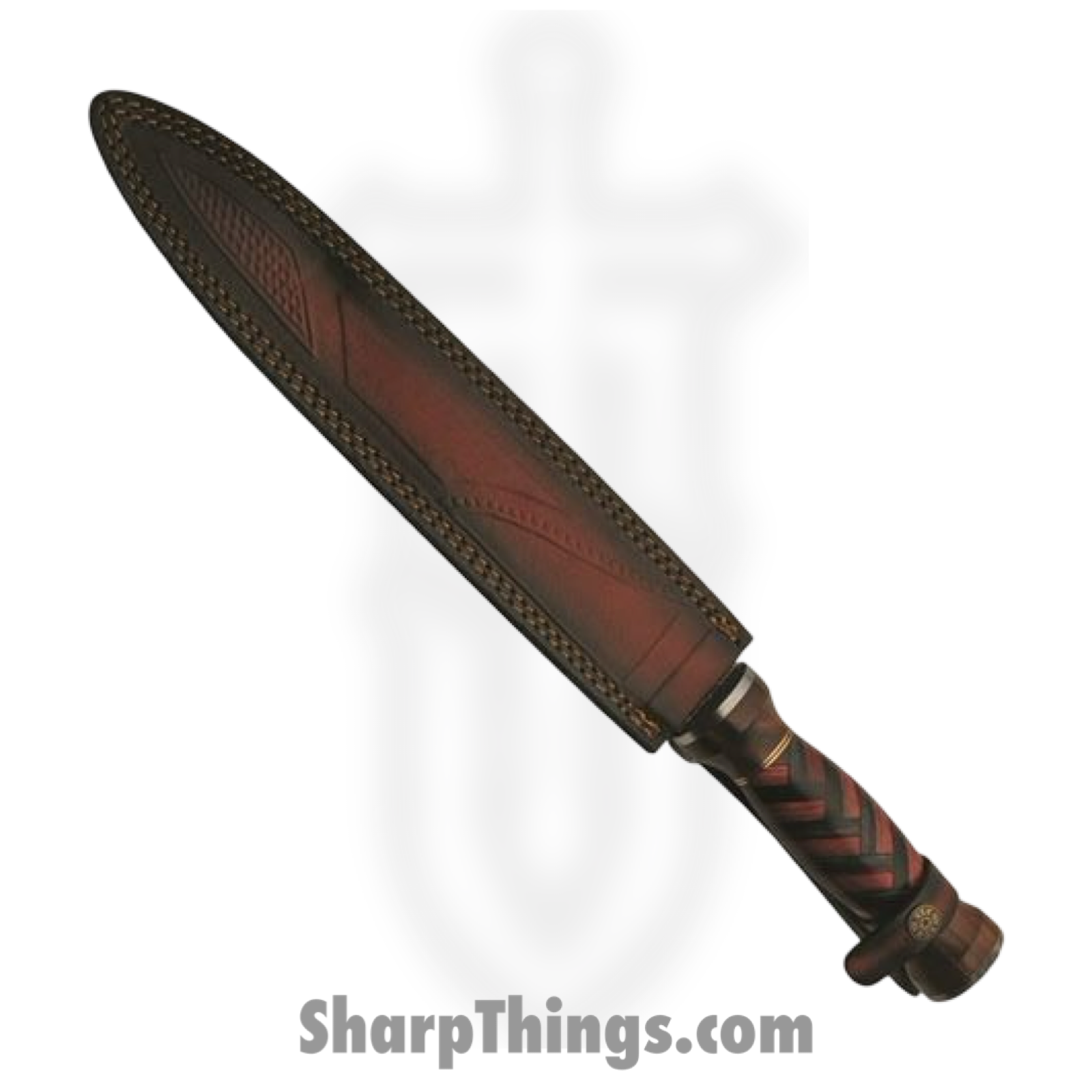 Damascus - DM1271 - 18.5 Inch Sword - Fixed Blade Knife - Damascus Spear Point - Wood - Black Red - Image 3