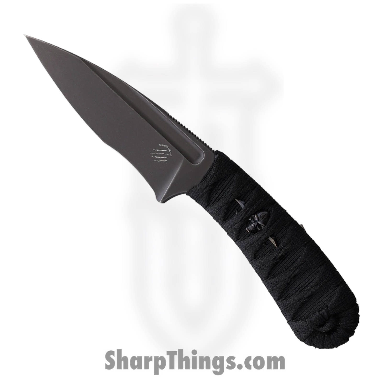 Bastinelli Creations - BAS215M - SIN - Fixed Blade Knife - N690 Coated Full Tang - Cord Wrapped - Black