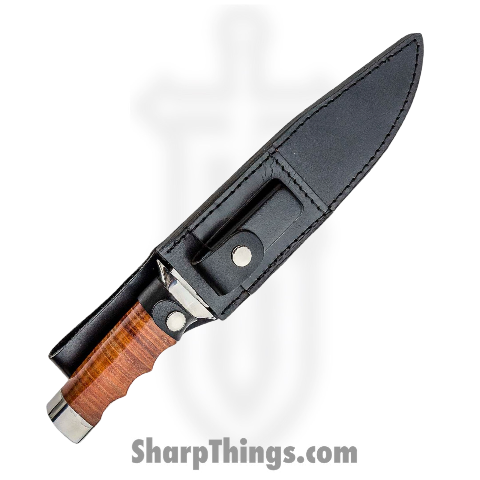 Boker Magnum - BOM02MB565 - Giant Bowie - Fixed Blade Knife - 440 SS Satin Clip Point - Stacked Leather - Brown - Image 2