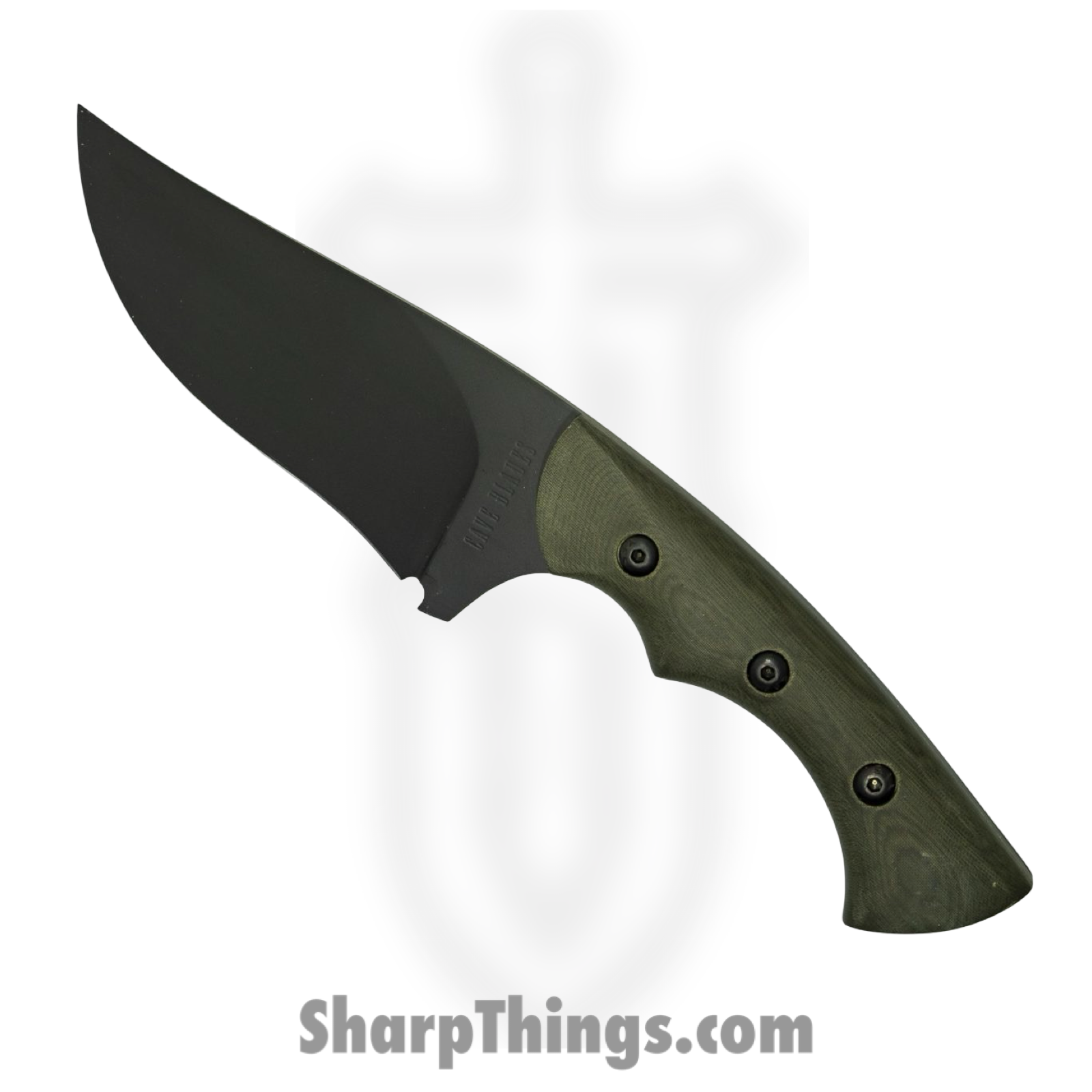 Cave Blades - CaveHunt2 - Hunter - Fixed Blade Knife - 154CM Coated Drop Point - Micarta - OD Green