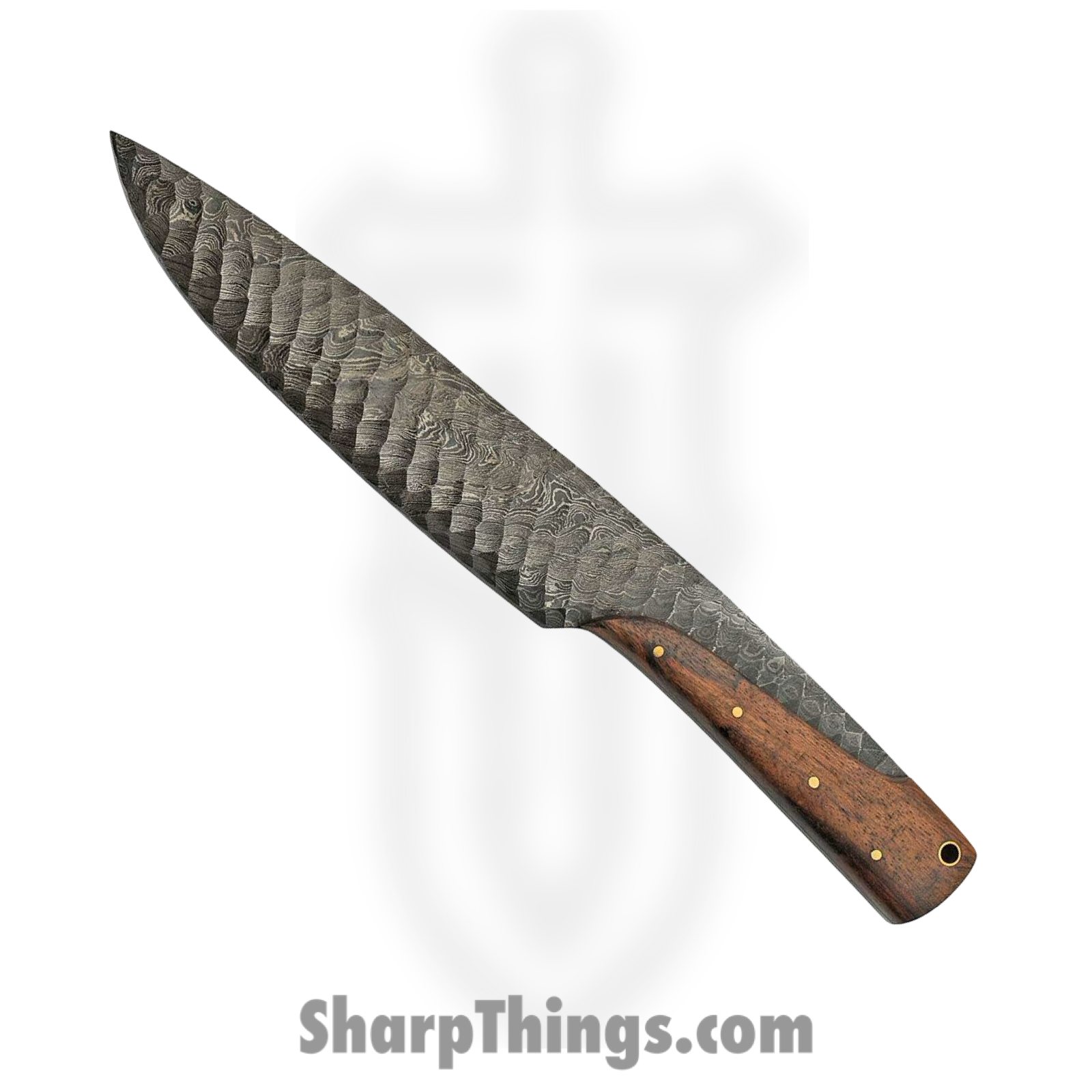 Damascus - DM1202 - Flint Fantasy - Fixed Blade Knife - Damascus Clip Point - Wood - Brown