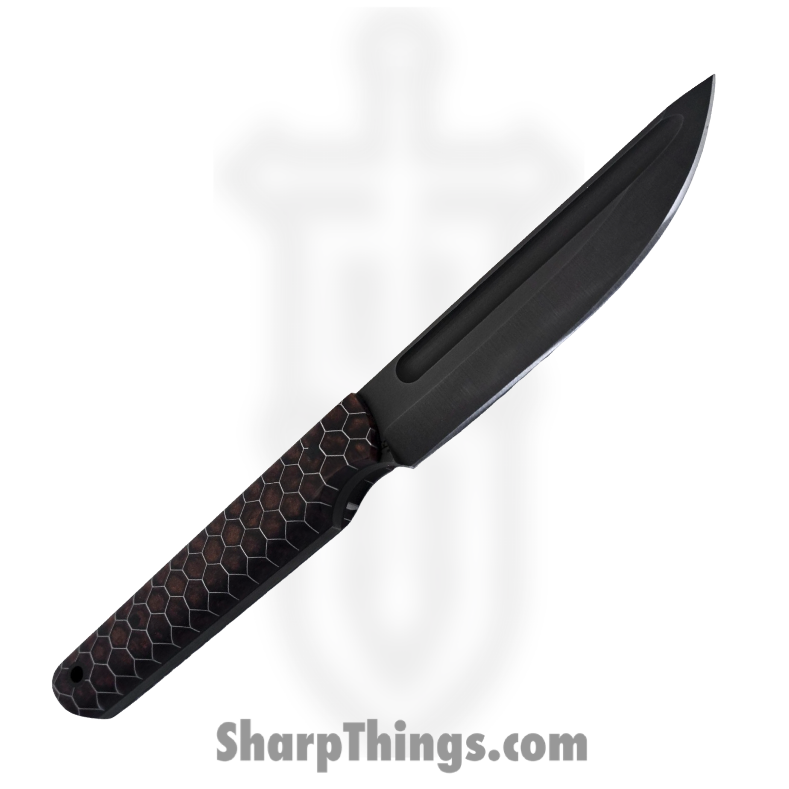 JRs Knives - JRsKwaikXL - Kwaiken XL - Fixed Blade Knife - 1095 HC Coated Drop Point - G10 Honeycomb - Root Beer - Image 2