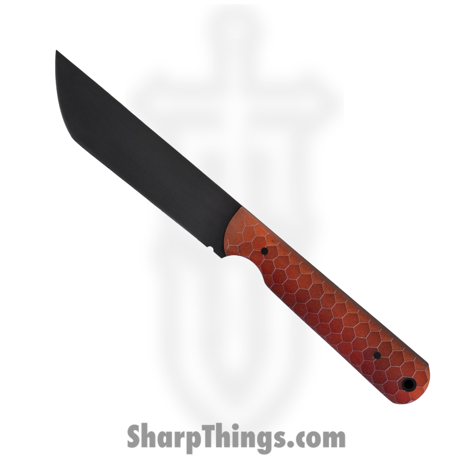 JRs Knives - JRsTntXLOrg - Tanto XL - Fixed Blade Knife - 1095 HC Coated Tanto - G10 Honeycomb - Citrus Orange