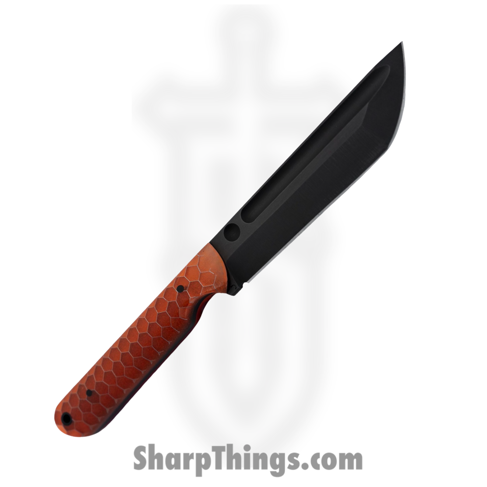 JRs Knives - JRsTntXLOrg - Tanto XL - Fixed Blade Knife - 1095 HC Coated Tanto - G10 Honeycomb - Citrus Orange - Image 2