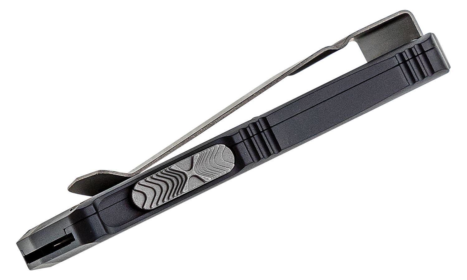 Microtech - 158-10AP - Exocet Money Clip - OTF Auto - M390 Apocalyptic Modified Tanto - 6061-T6 Aluminum - Black - Image 7