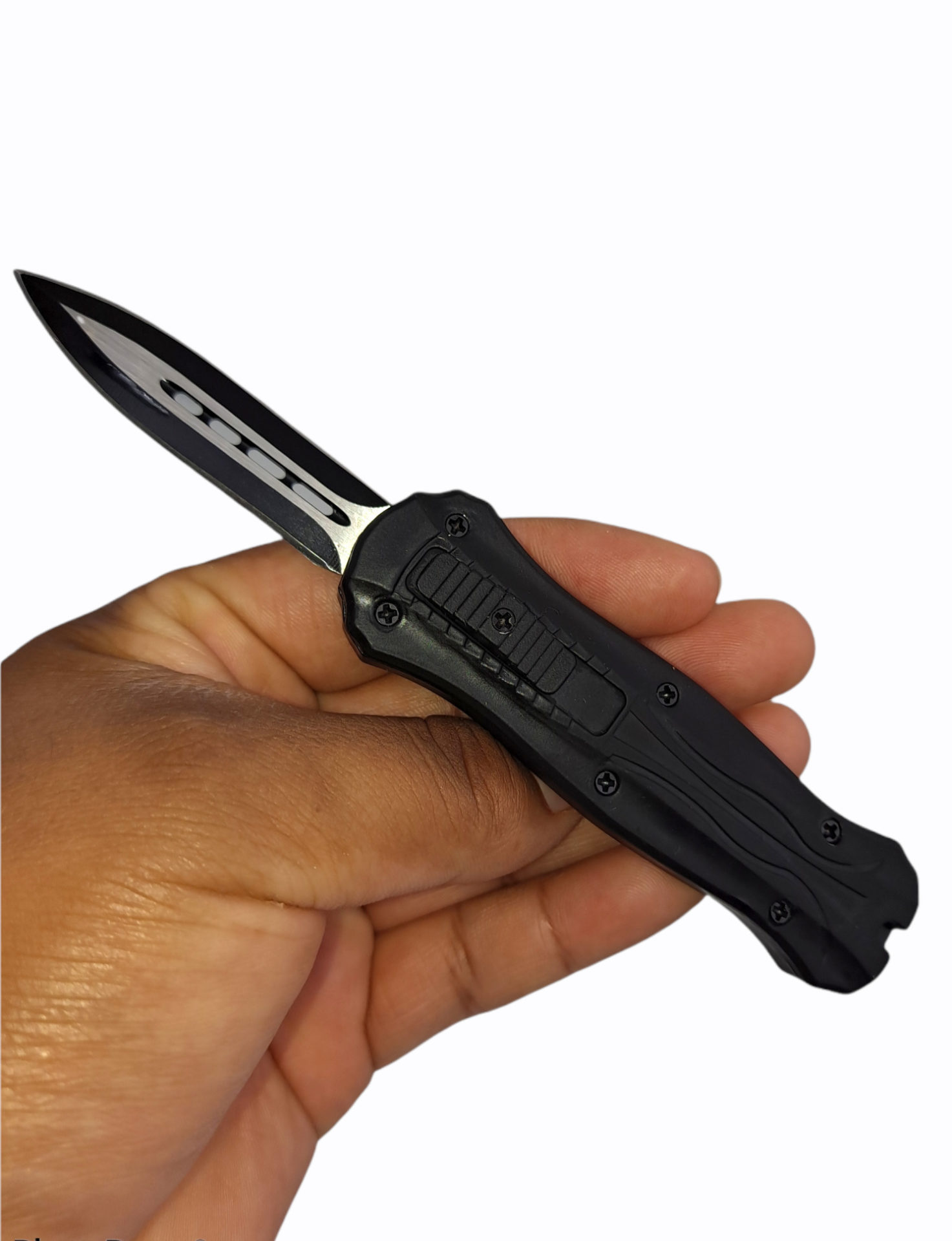 VOC - M-5-BK - Mini Joker - OTF Auto - Stainless Coated Dagger - Steel - Black - Image 6