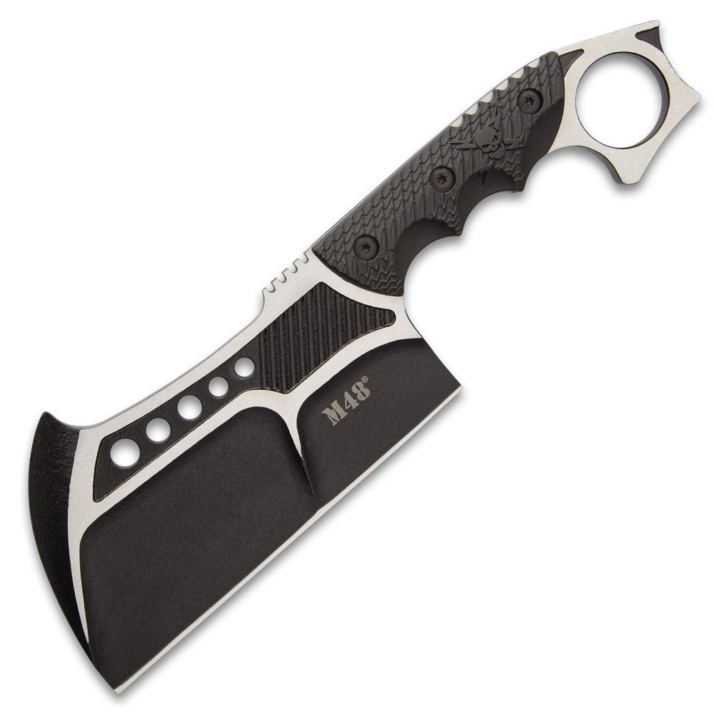 United Cutlery - UC3425 - M48 Conflict Cleaver With Vort - Fixed Blade Knife - 2Cr13 Black Cleaver - IMN - Black - Image 2