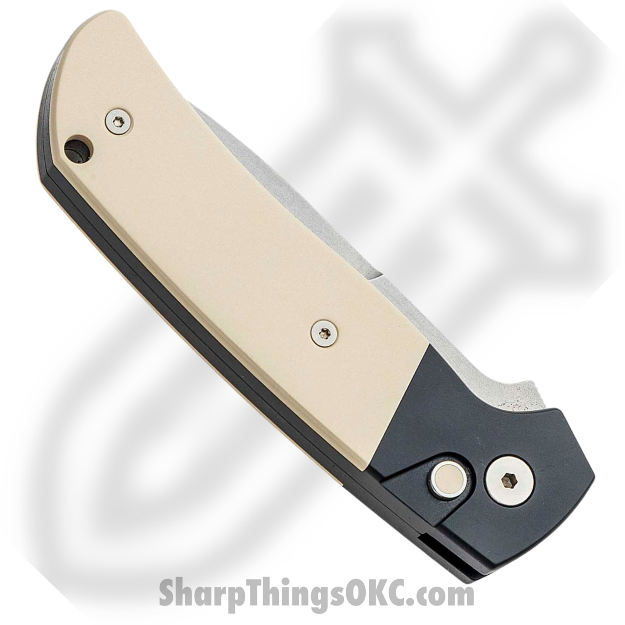 ProTech - BT2751 - Bob Terzuola ATCF Tuxedo - Automatic Knife - Magnacut Stonewash Drop Point - Aluminum/Micarta - Black/White - Image 3