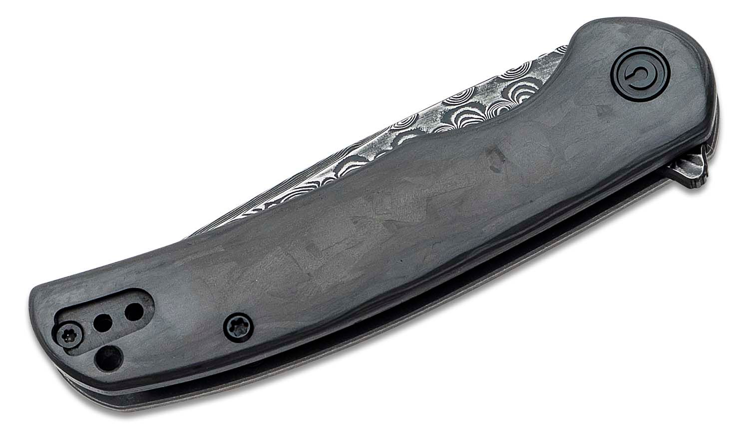 Civivi - CIVC2110DS1 - NOx Hand Rubbed Drop Point Flipper Knife - Damascus C/F Stainless - Black - Image 7