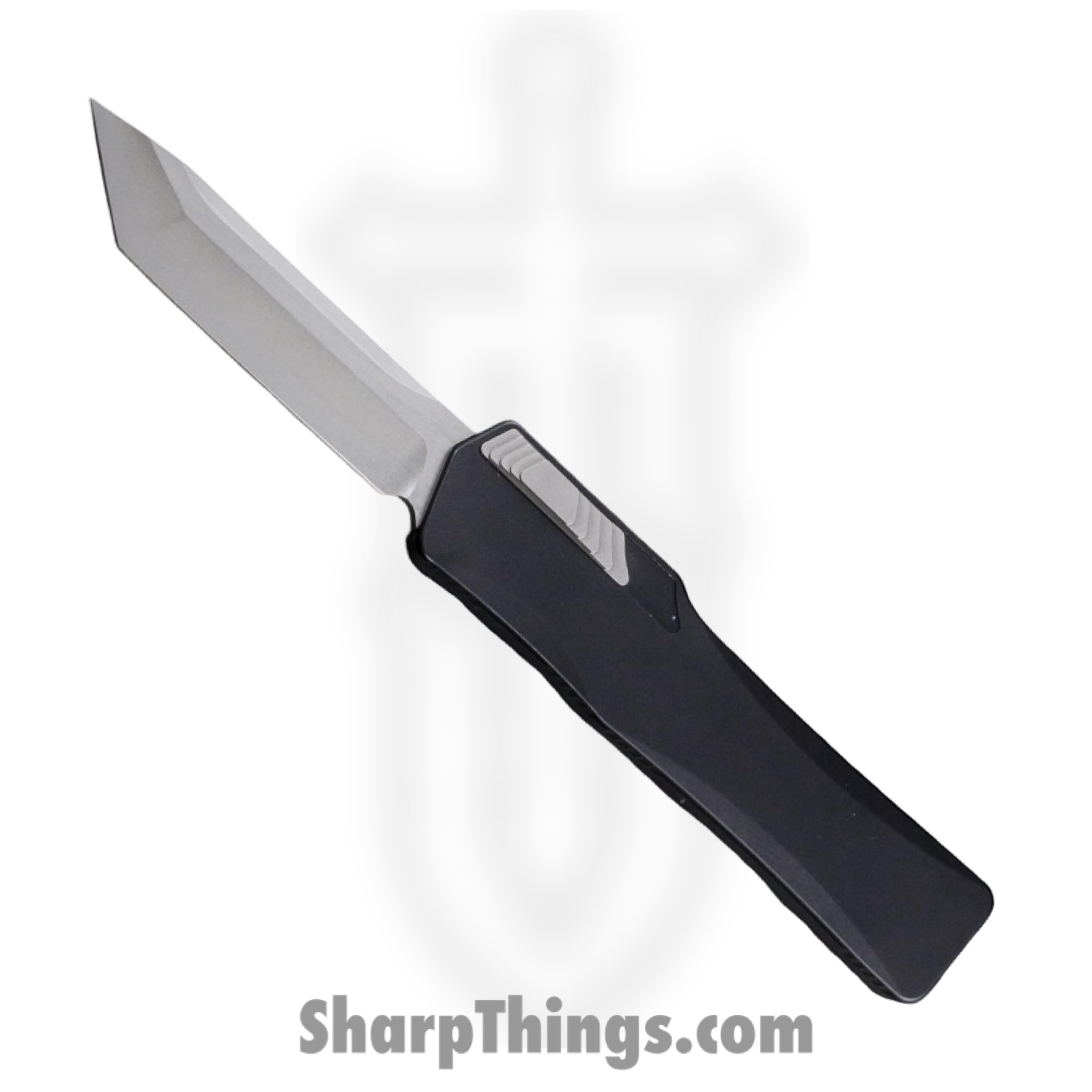 Heretic Knives - HTK-H015-2A - Cleric - OTF Auto - CPM 154 Stonewash Tanto - 6061-T6 Aluminum - Black