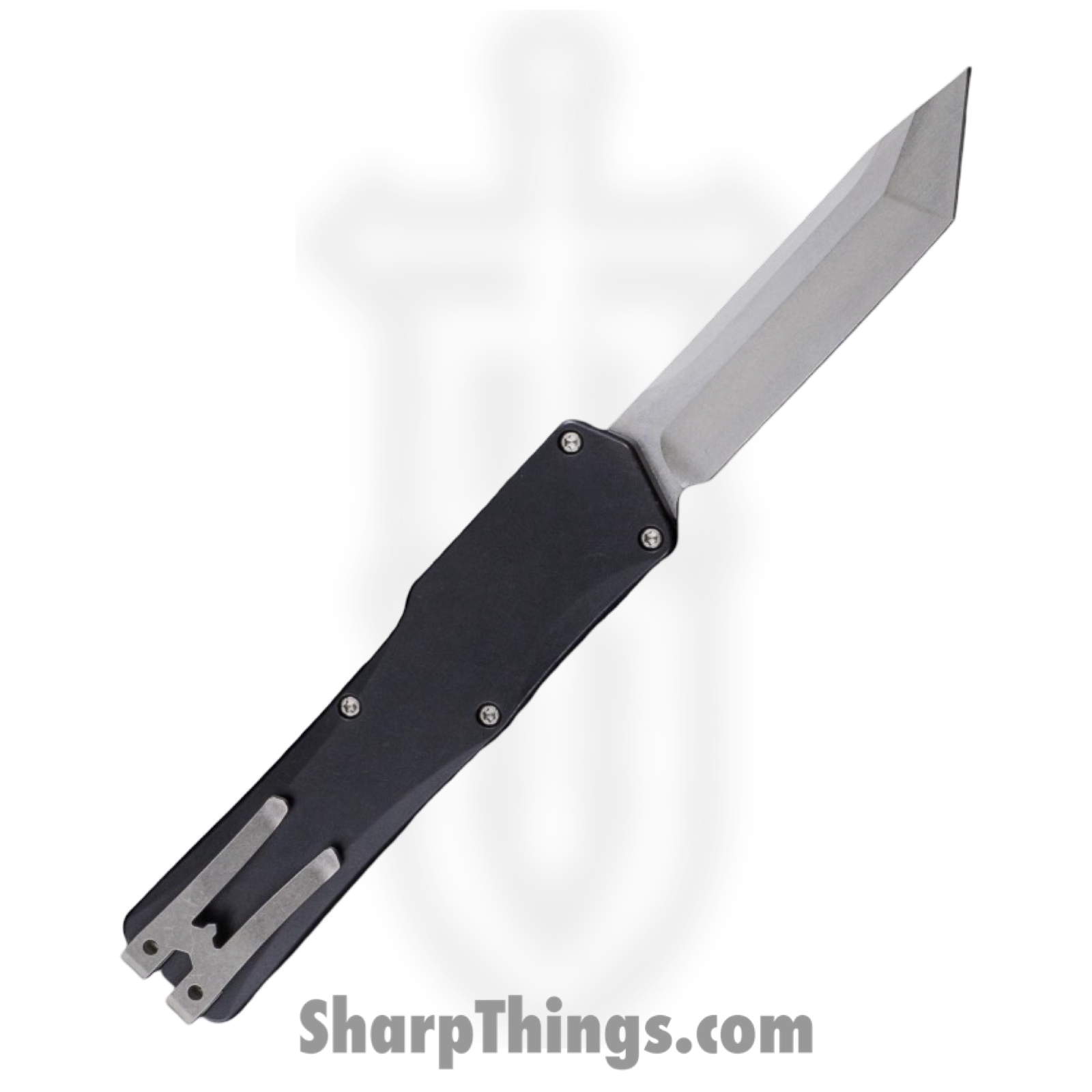 Heretic Knives - HTK-H015-2A - Cleric - OTF Auto - CPM 154 Stonewash Tanto - 6061-T6 Aluminum - Black - Image 2