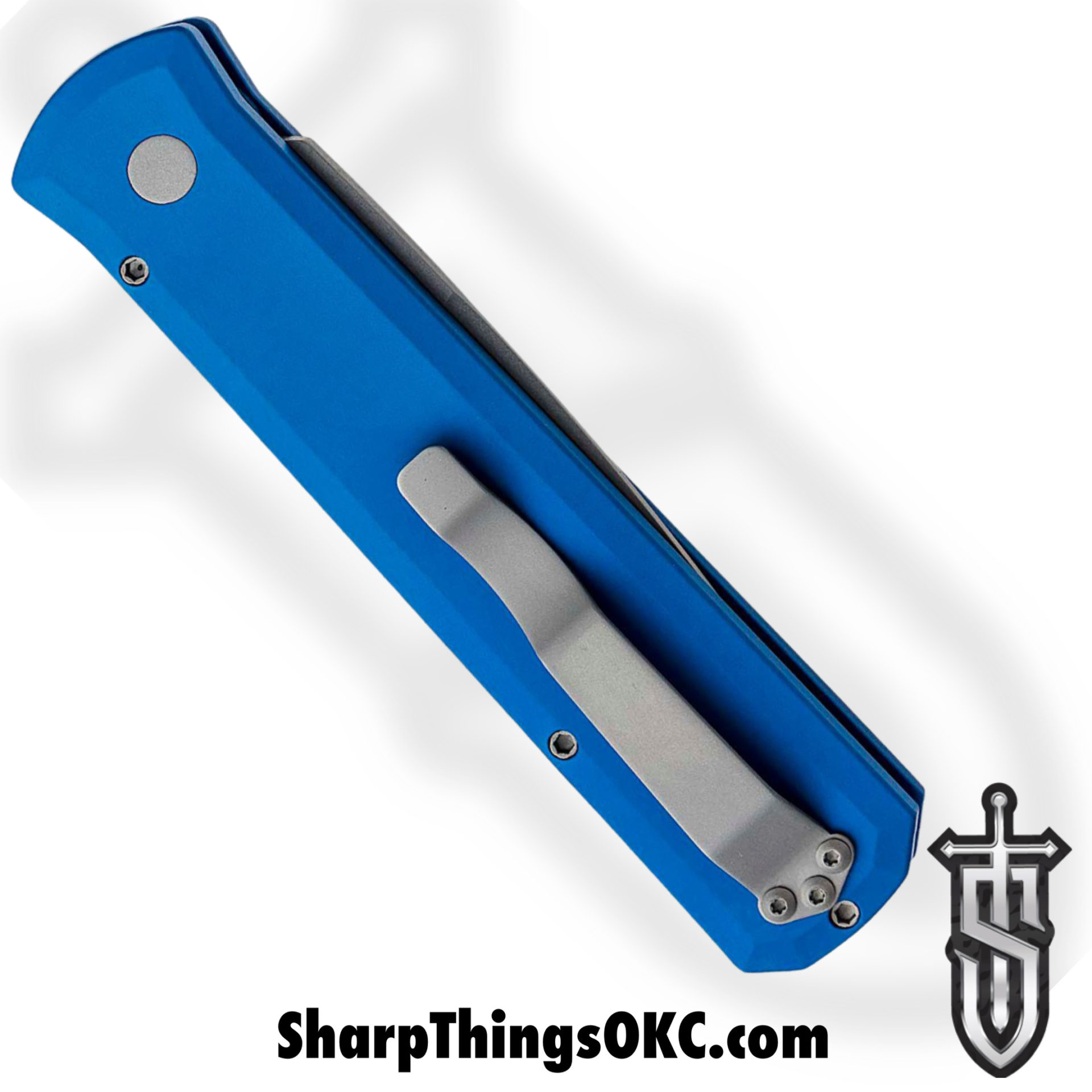ProTech - 920-Blue - Godfather - Automatic Knife - 154CM Bead Blasted Spear Point - 6061-T6 Aluminum - Blue - Image 3