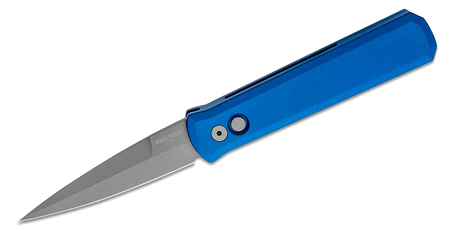ProTech - 920-Blue - Godfather - Automatic Knife - 154CM Bead Blasted Spear Point - 6061-T6 Aluminum - Blue - Image 5
