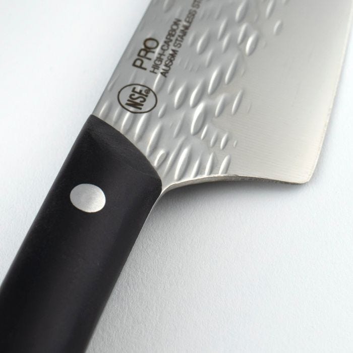 Kai - HT7064 - Pro Santoku 7" - Fixed Blade Knife - AUS-6 Hammered Wharncliffe - POM - Black - Image 8
