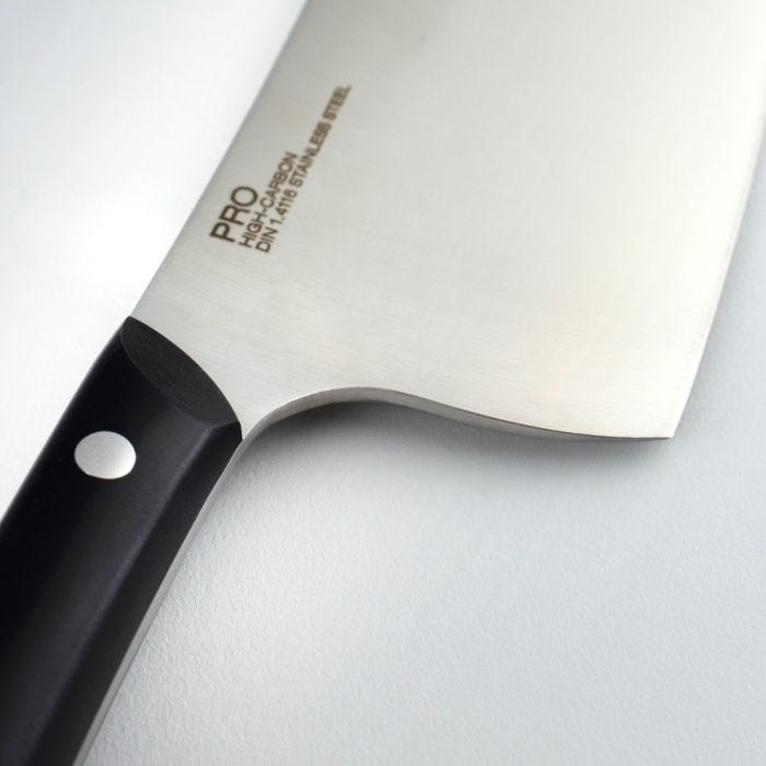 Kai - HT7067 - Pro Cleaver 7" - Fixed Blade Knife - 1.4116 Stainless Stonewash Cleaver - POM - Black - Image 6