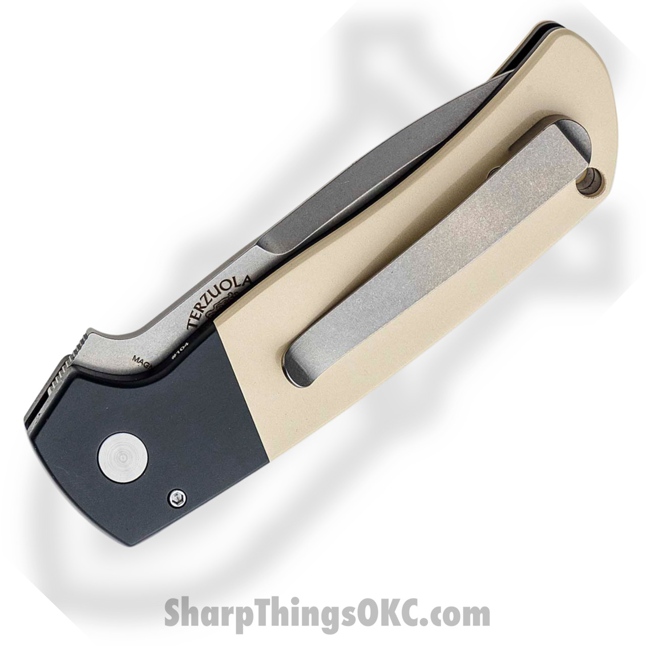 ProTech - BT2751 - Bob Terzuola ATCF Tuxedo - Automatic Knife - Magnacut Stonewash Drop Point - Aluminum/Micarta - Black/White - Image 7