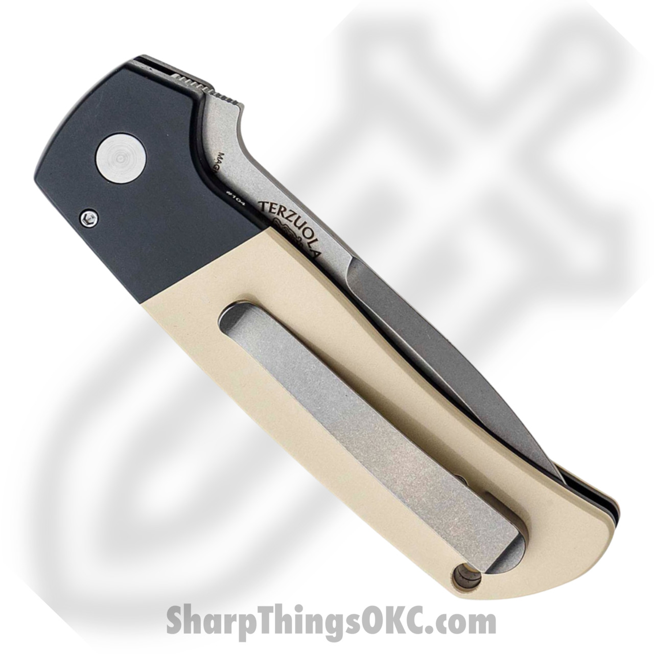 ProTech - BT2751 - Bob Terzuola ATCF Tuxedo - Automatic Knife - Magnacut Stonewash Drop Point - Aluminum/Micarta - Black/White - Image 2