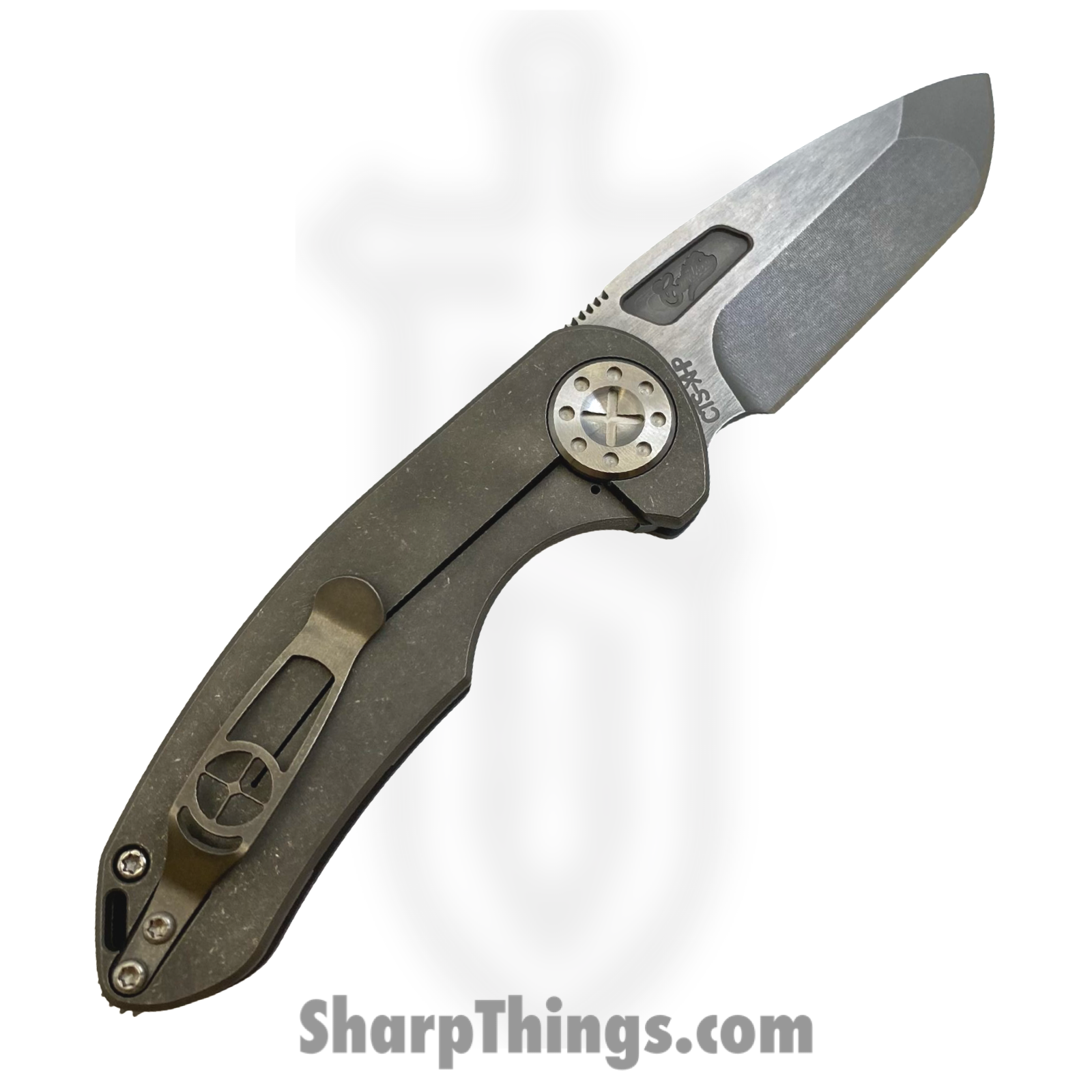 Curtiss Custom Knives LLC - F3M-SLFL-ST - F3 Med Slicer - Folding Knife - CTS-XHP Stonewash Drop Point - Titanium - Natural - Image 2