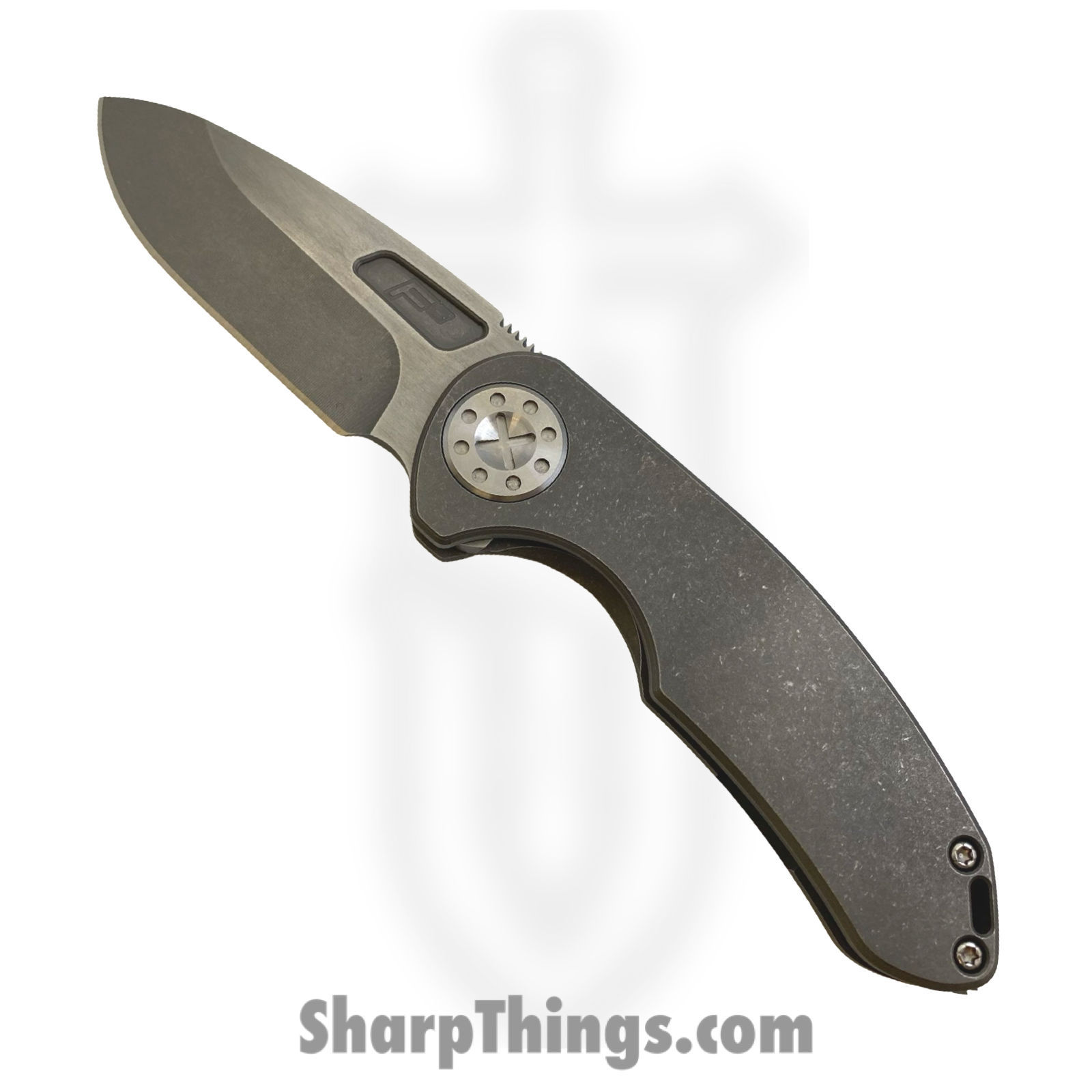 Curtiss Custom Knives LLC - F3M-SLNFL-STSL - F3 Med Slicer NON-Flipper - Folding Knife - CTS-XHP Stonewash Drop Point - Titanium - Natural