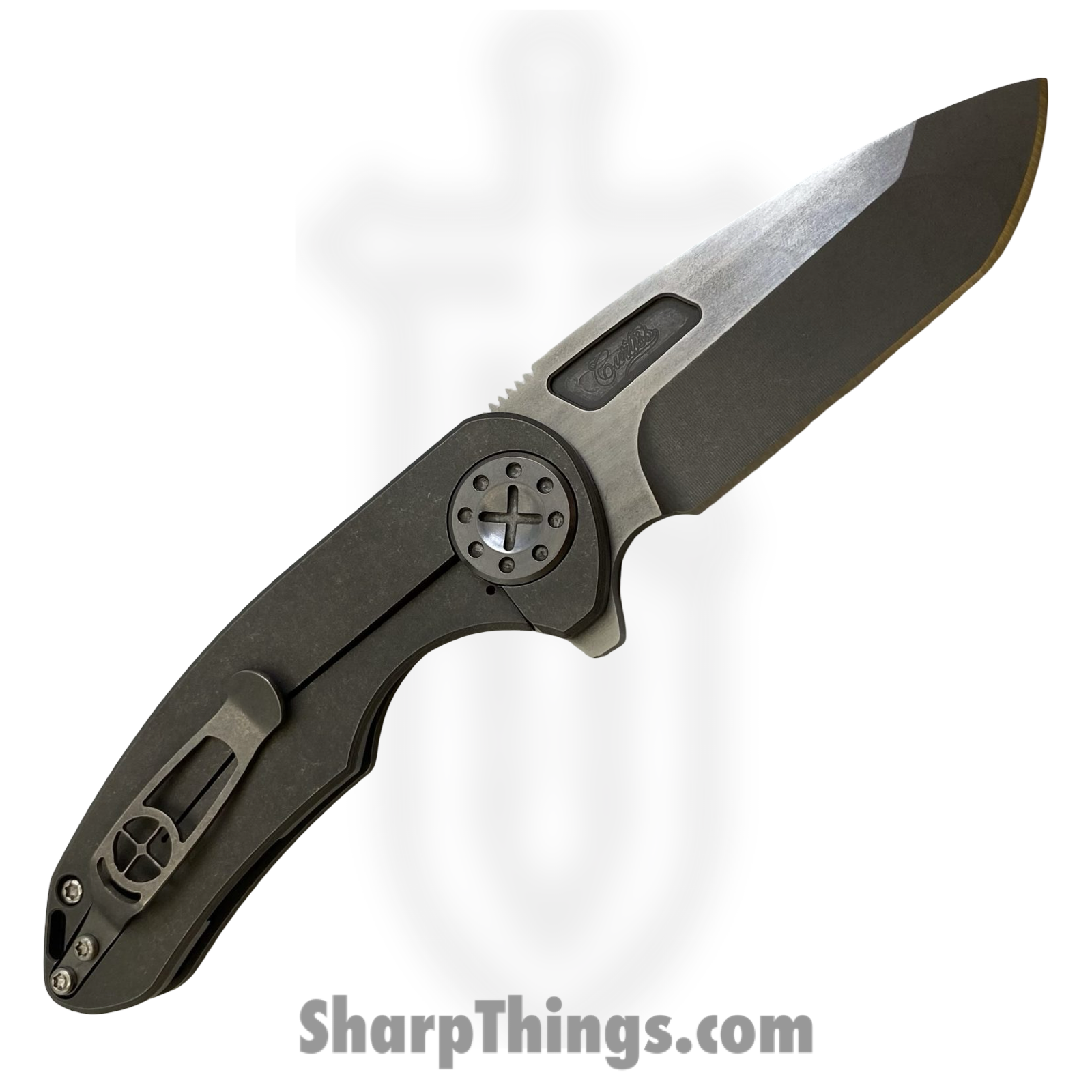 Curtiss Custom Knives LLC - F3M-SPFL-ST/SL - F3 Med Slim - Folding Knife - CTS-XHP Stonewash Spanto - Titanium - Natural - Image 2
