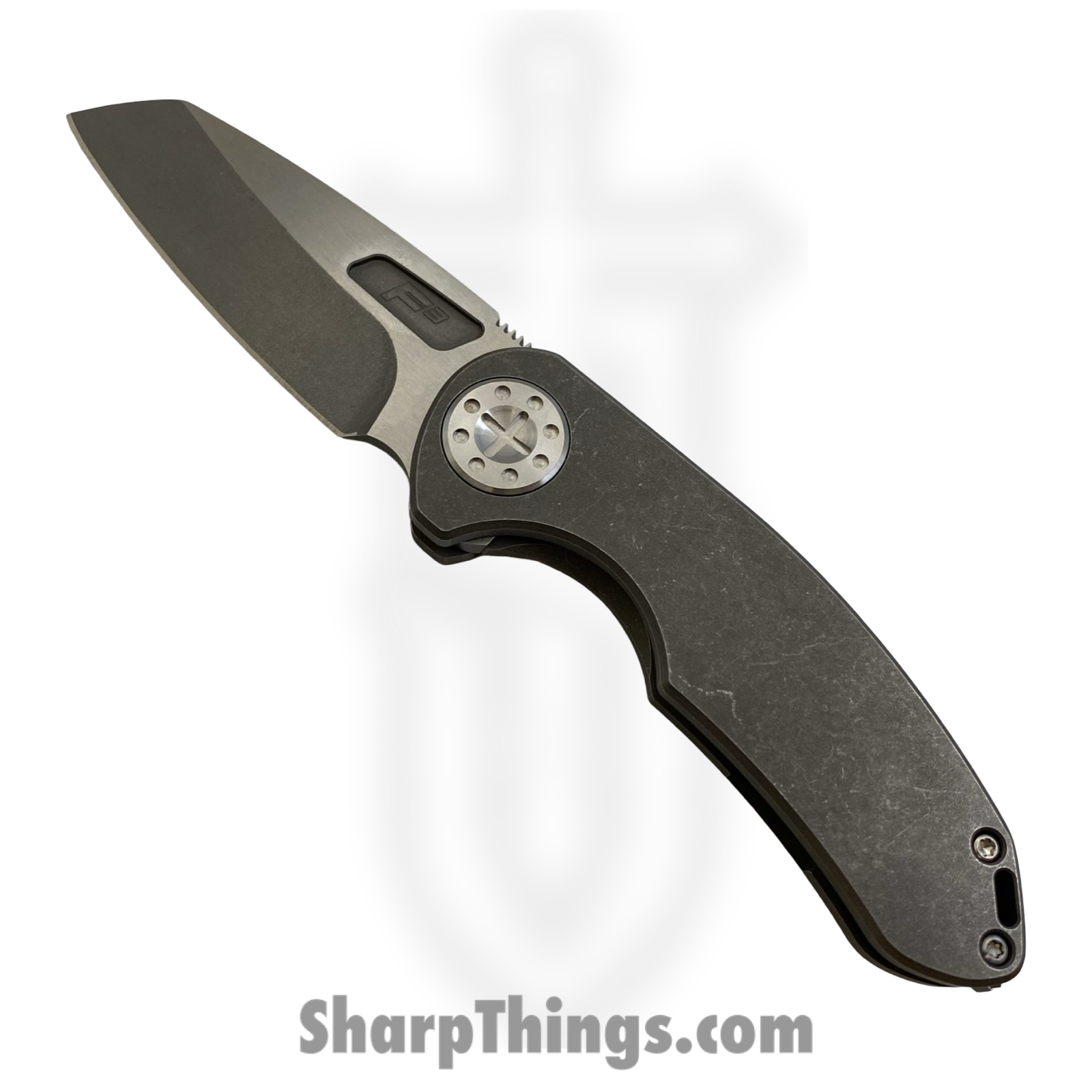 Curtiss Custom Knives LLC - F3M-WHNFL-ST - F3 Med NON-Flipper - Folding Knife - CTS-XHP Stonewash Wharncliffe - Titanium - Natural