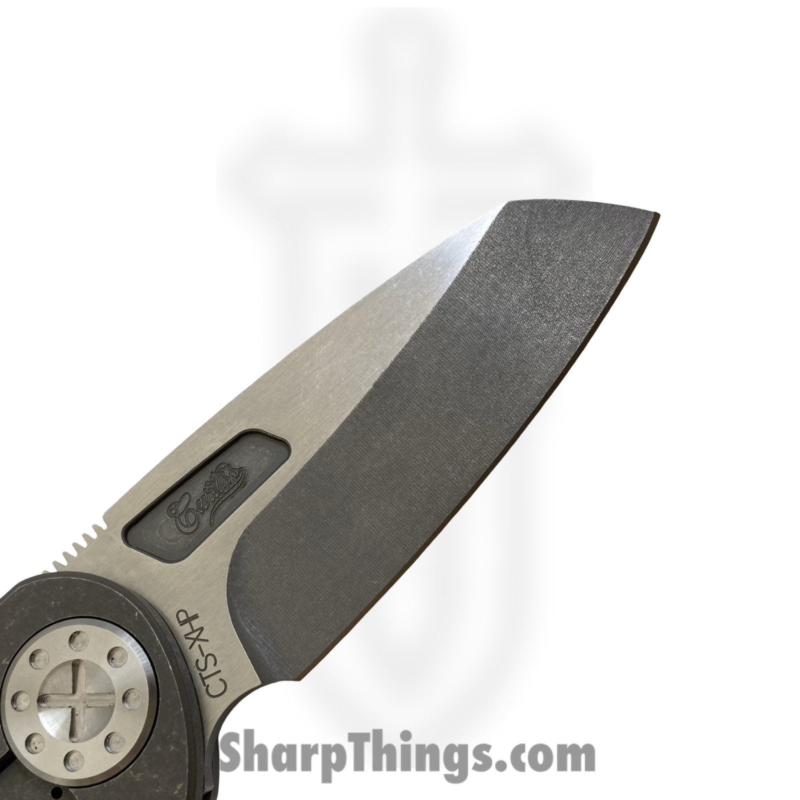 Curtiss Custom Knives LLC - F3M-WHNFL-ST - F3 Med NON-Flipper - Folding Knife - CTS-XHP Stonewash Wharncliffe - Titanium - Natural - Image 3