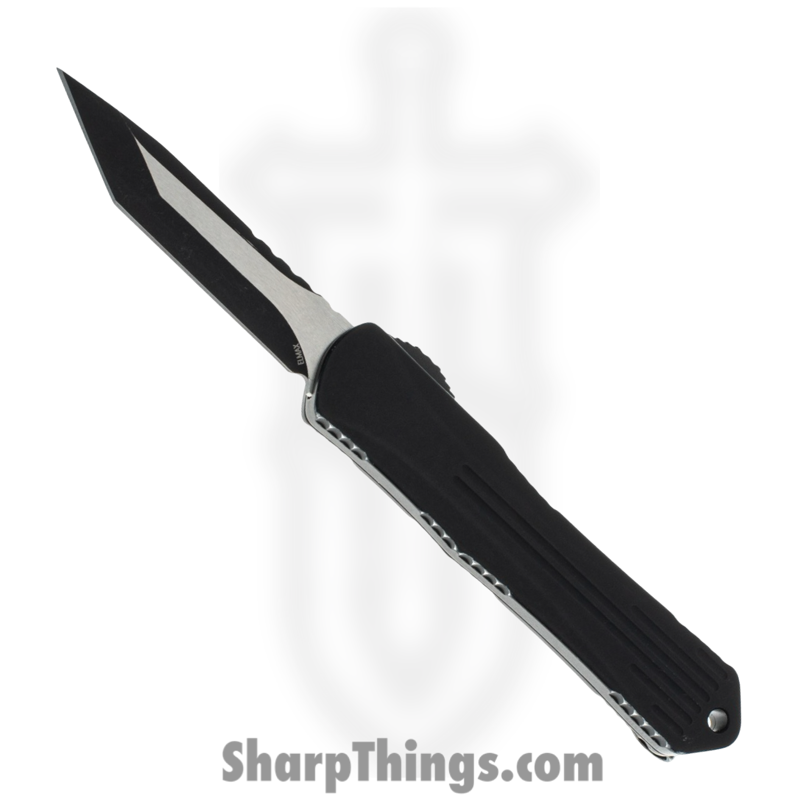 Heretic Knives - H023-8A-BATTLE - Manticore S - OTF Auto - Elmax Battleworn Tanto - 6061-T6 Aluminum - Black