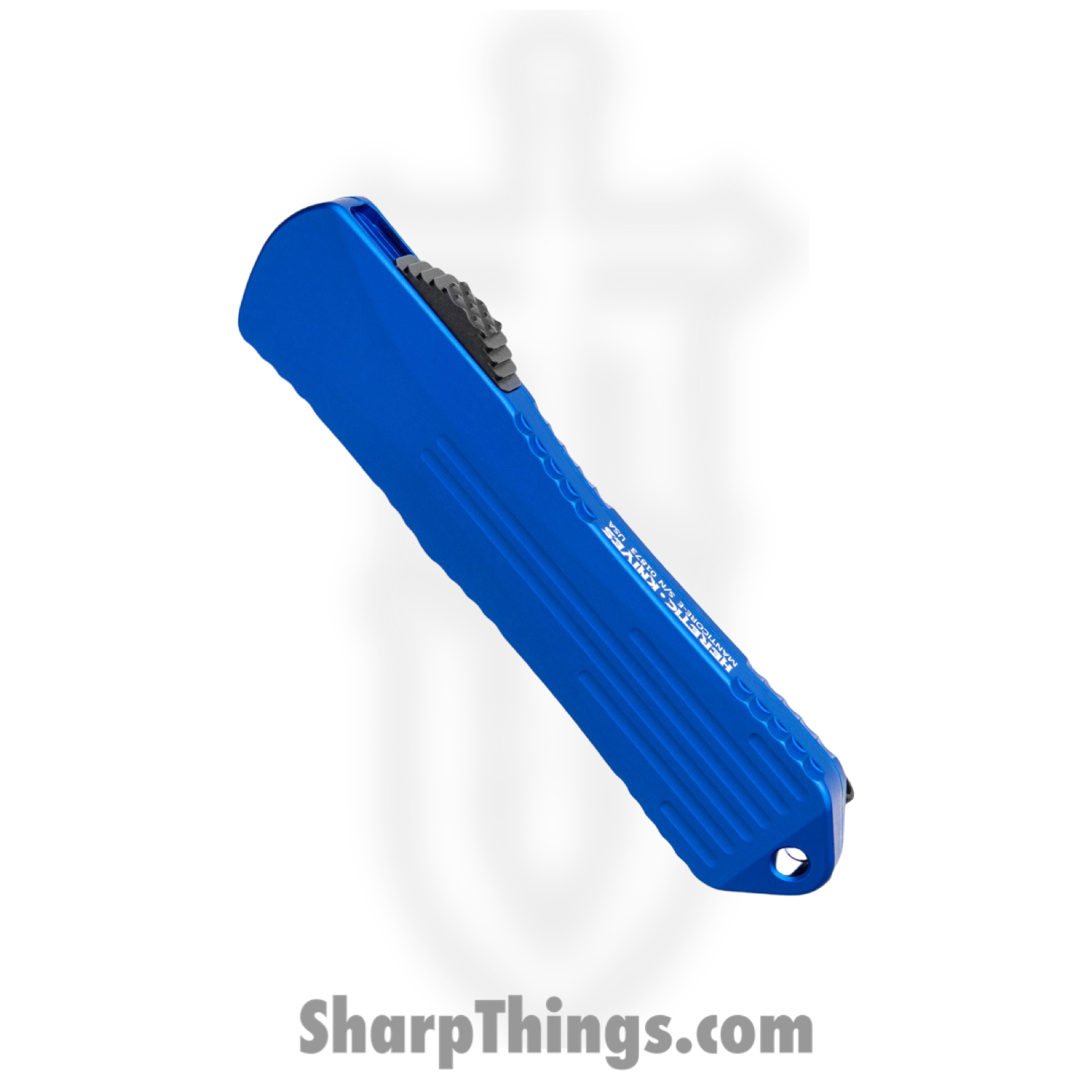 Heretic Knives - H027-10A-BLU - Manticore E - OTF Auto - Elmax Two Tone Tanto - 6061-T6 Aluminum - Blue - Image 2