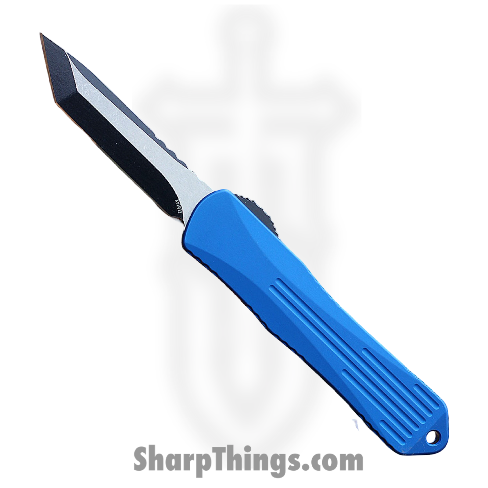 Heretic Knives - H027-8A-BLU - Manticore E - OTF Auto - Elmax Two Tone Tanto - 6061-T6 Aluminum - Blue